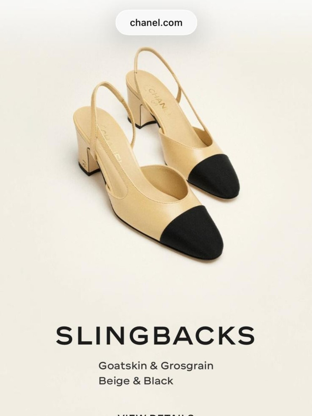 CHANEL Beige Slingback Pumps with Black Cap Toe